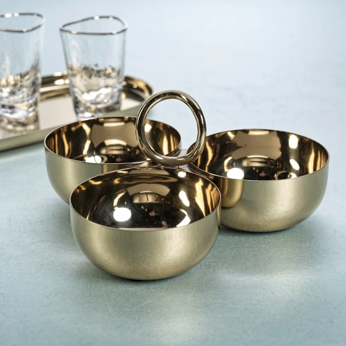 Aperitifs Cocktail Condiment Bowl Set- Polished Gold