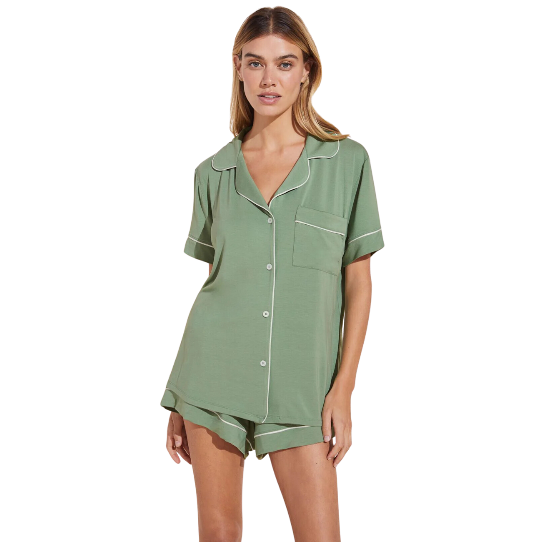 Gisele TENCEL™ Modal Relaxed Short PJ Set - Mineral Green/Ivory