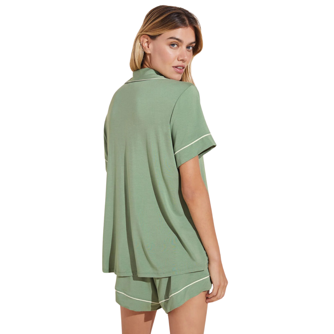 Gisele TENCEL™ Modal Relaxed Short PJ Set - Mineral Green/Ivory