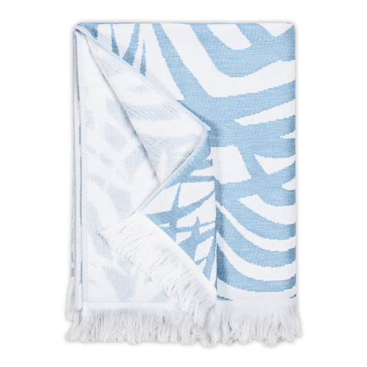 Zebra Palm Beach Towel - Pool Blue