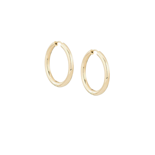 25mm Tube Hoops | Yellow Gold