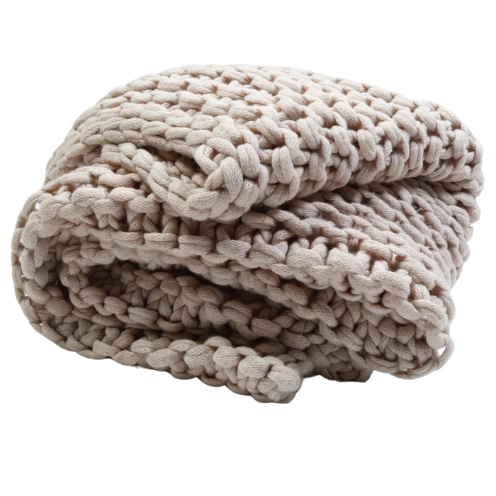 Finn Hand Knit Throw - Taupe
