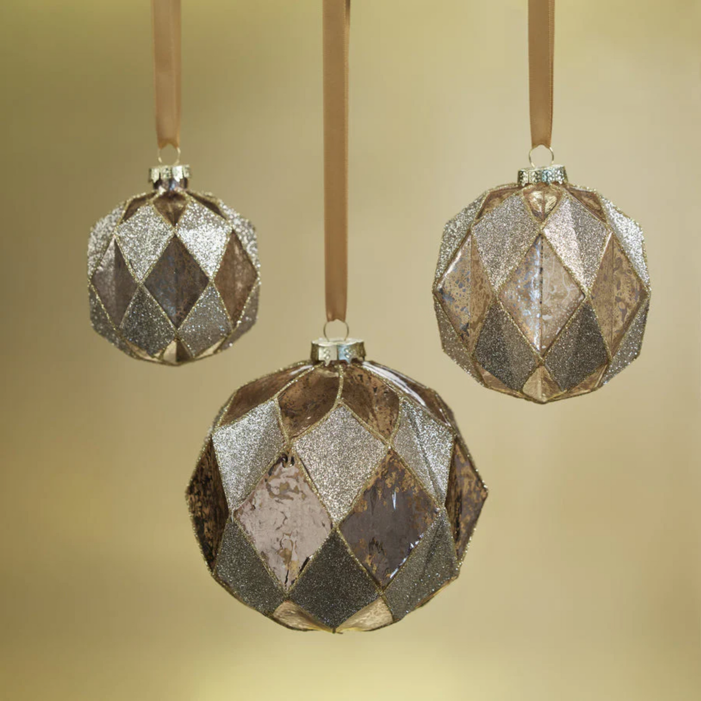 Gold Blush Harlequin Glass Ornament