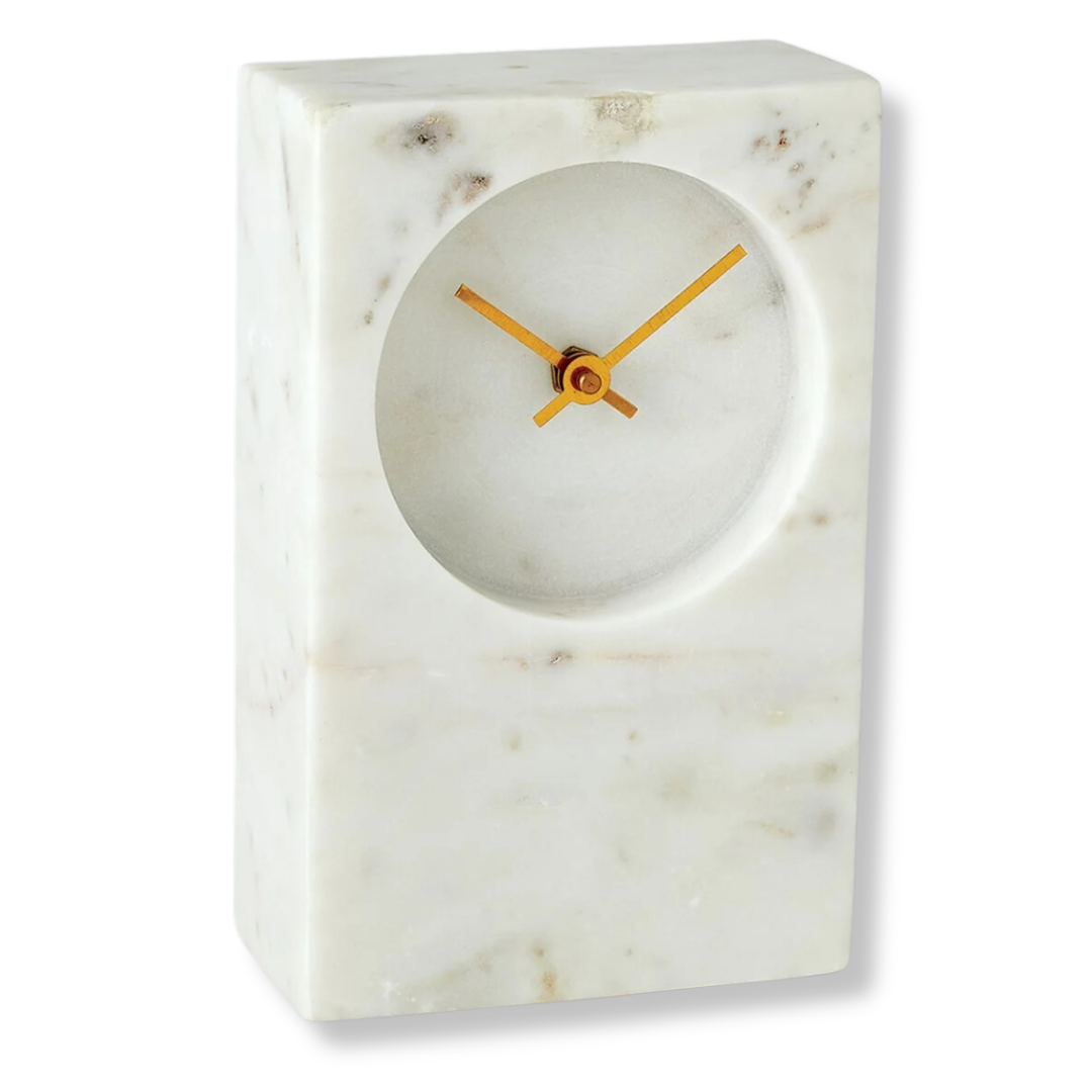 Marble Tower Clock - White