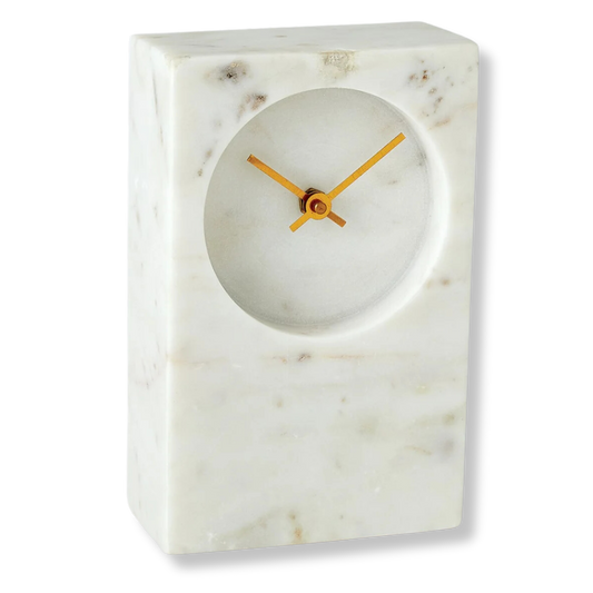 Marble Tower Clock - White