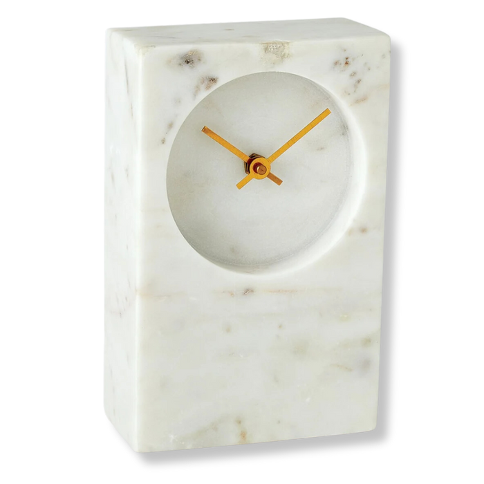 Marble Tower Clock - White