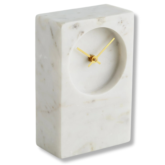 Marble Tower Clock - White