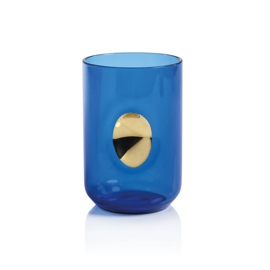 Blue Aperitivo Tumbler With Gold Accent