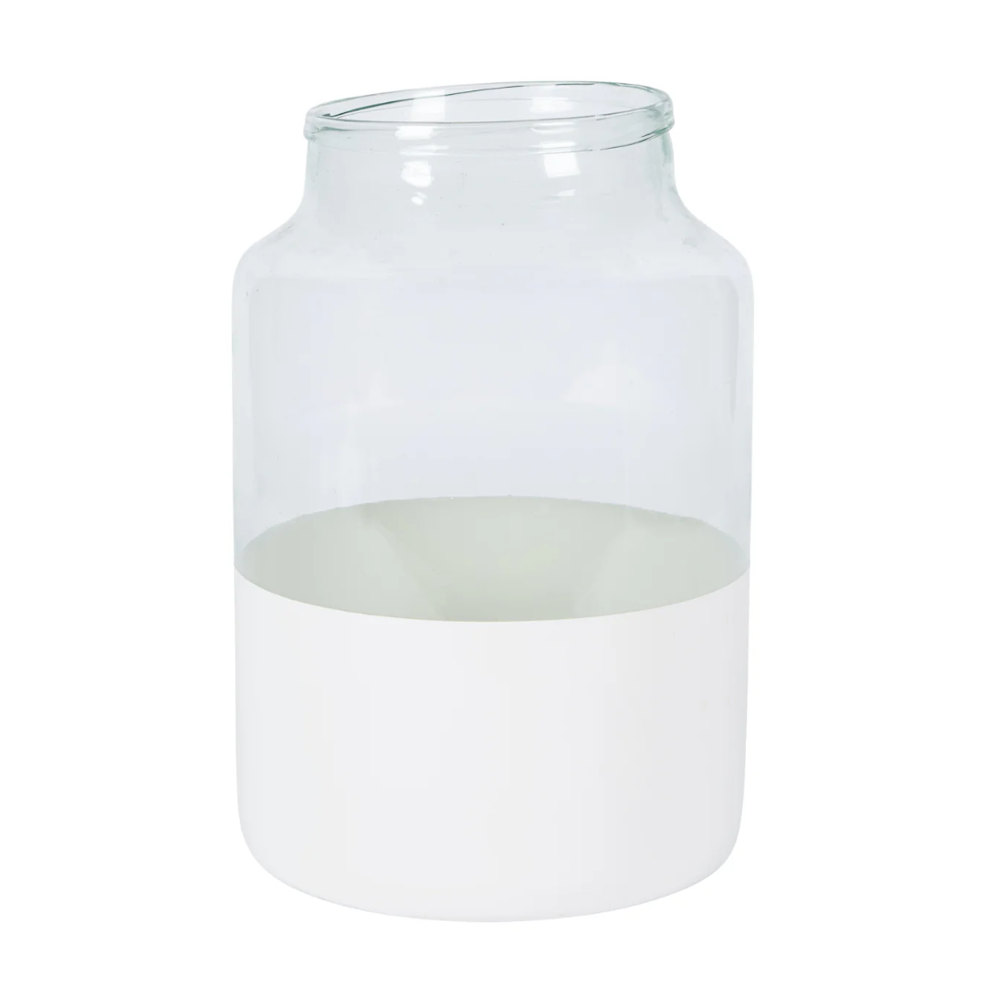 White Colorblock Mason Jar - Medium