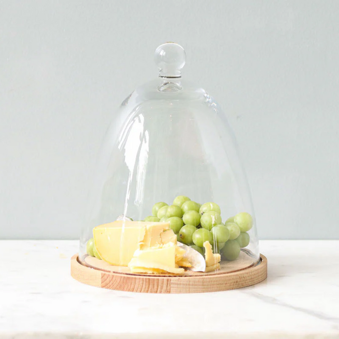 Glass Dome With Wood Base - Tall