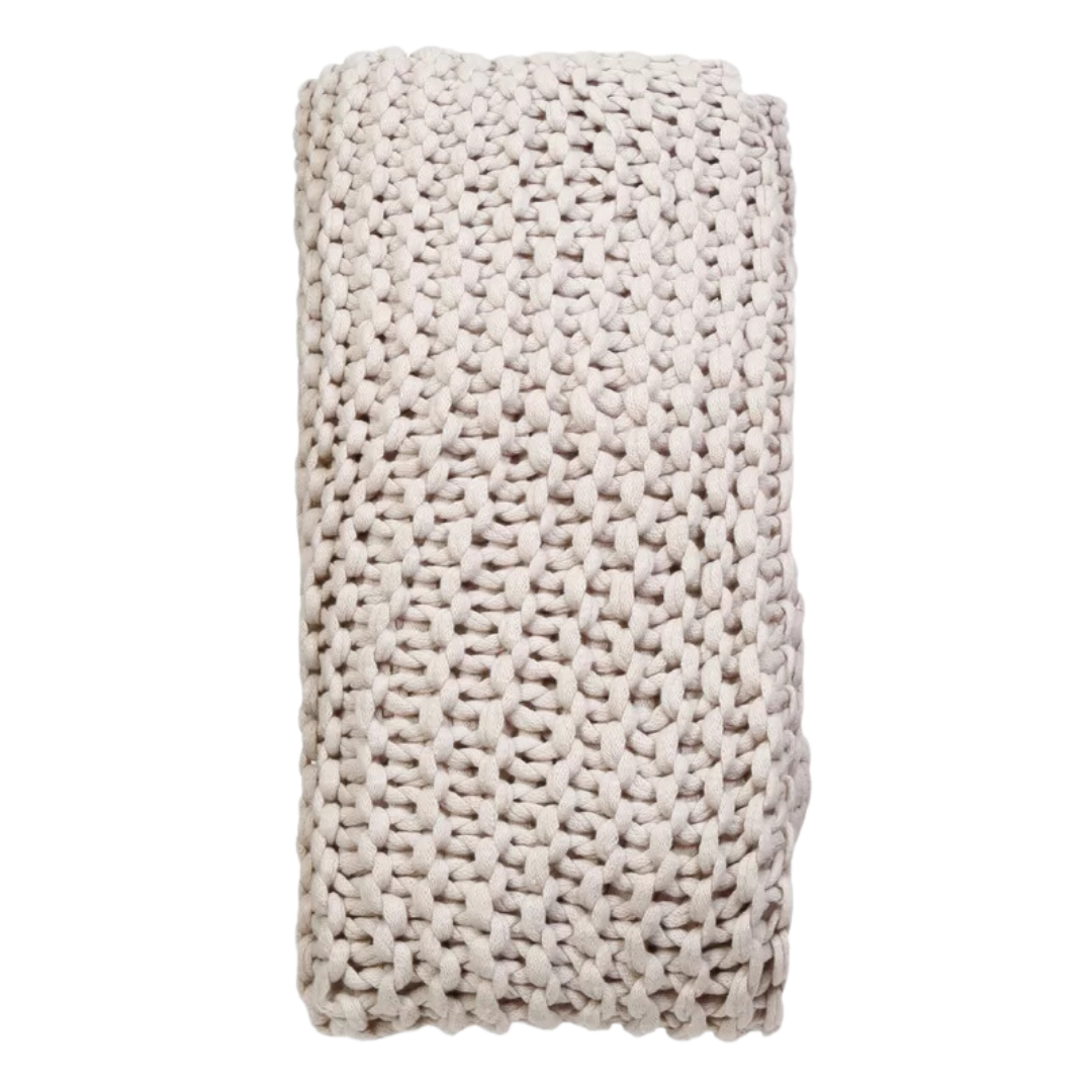 Finn Hand Knit Throw - Antique White