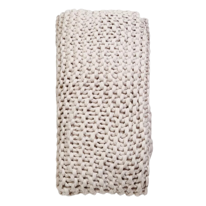 Finn Hand Knit Throw - Antique White