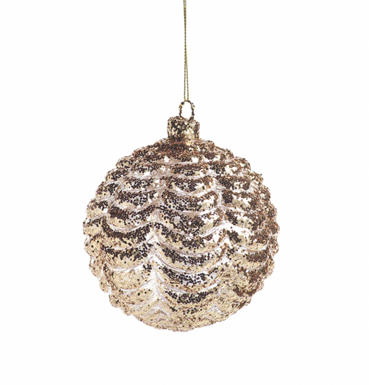 Gold Ripple Ball Ornament - Medium