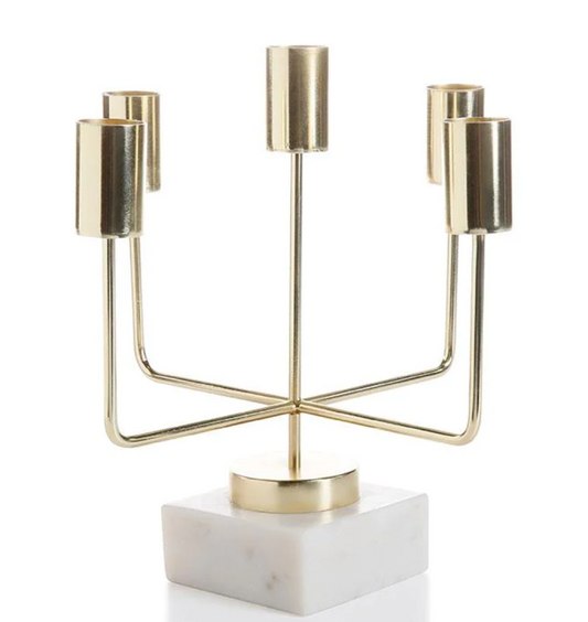 Celine Five-Tier Brass/Marble Taper Holder