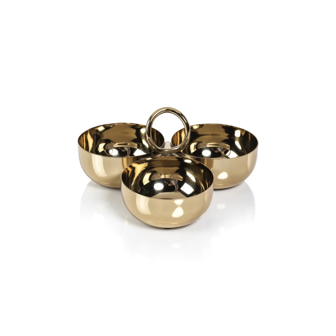 Aperitifs Cocktail Condiment Bowl Set- Polished Gold