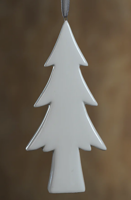Ceramic White Tree Ornament - Design B