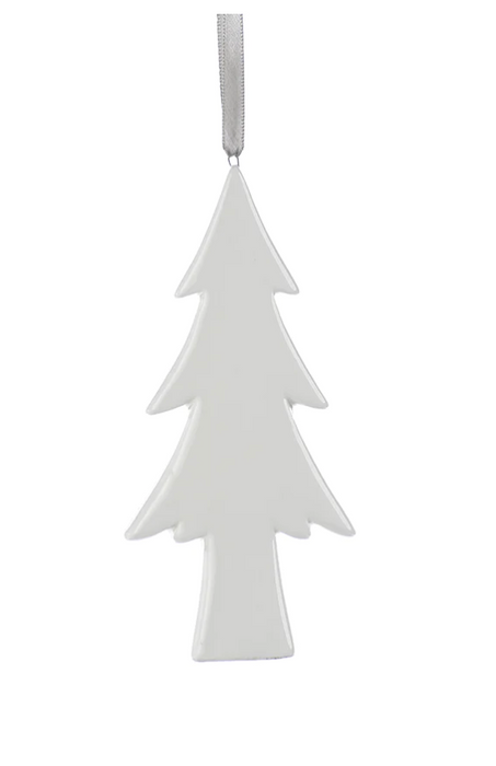 Ceramic White Tree Ornament - Design B
