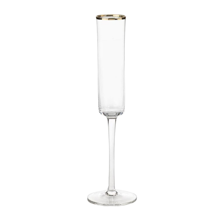 Tall Champagne Flute  w/ Gold Rim