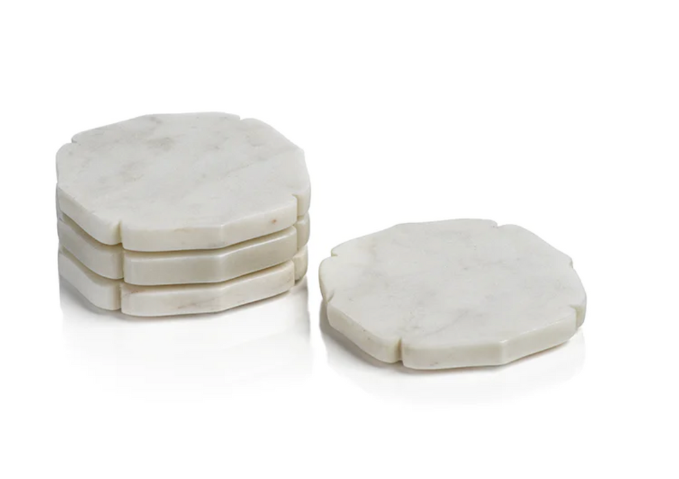 Pietre White Marble Coasters- Set of 4