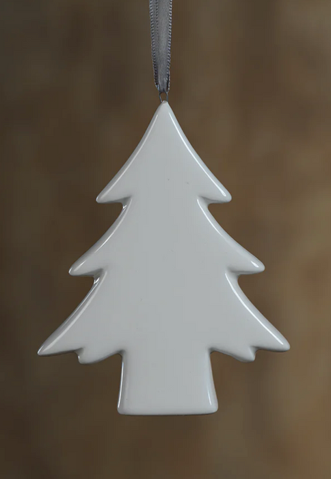 Ceramic White Tree Ornament - Design A
