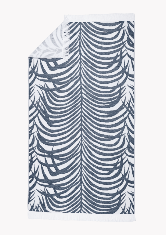 Zebra Palm Beach Towel - Navy