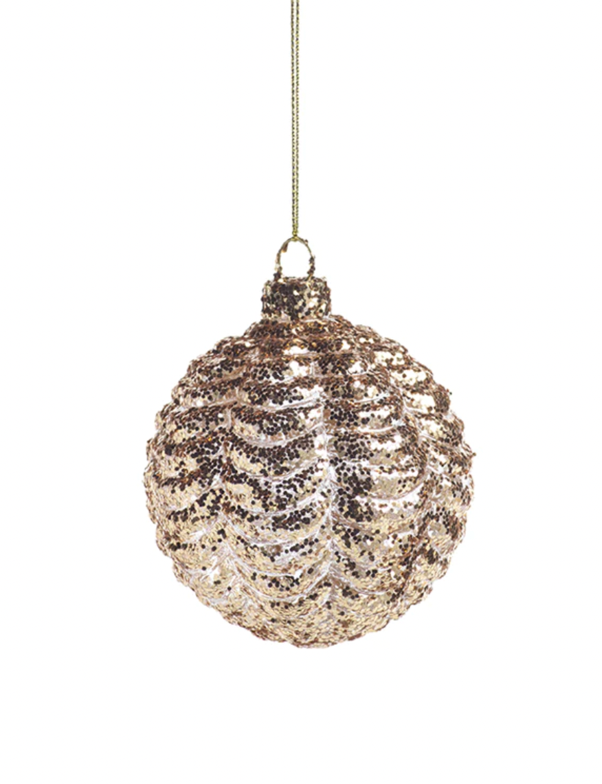 Gold Ripple Ball Ornament - Small