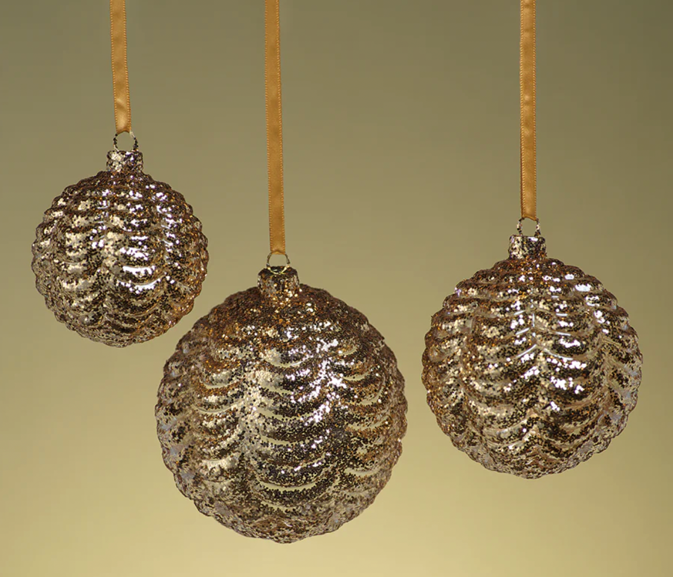 Gold Ripple Ball Ornament - Small