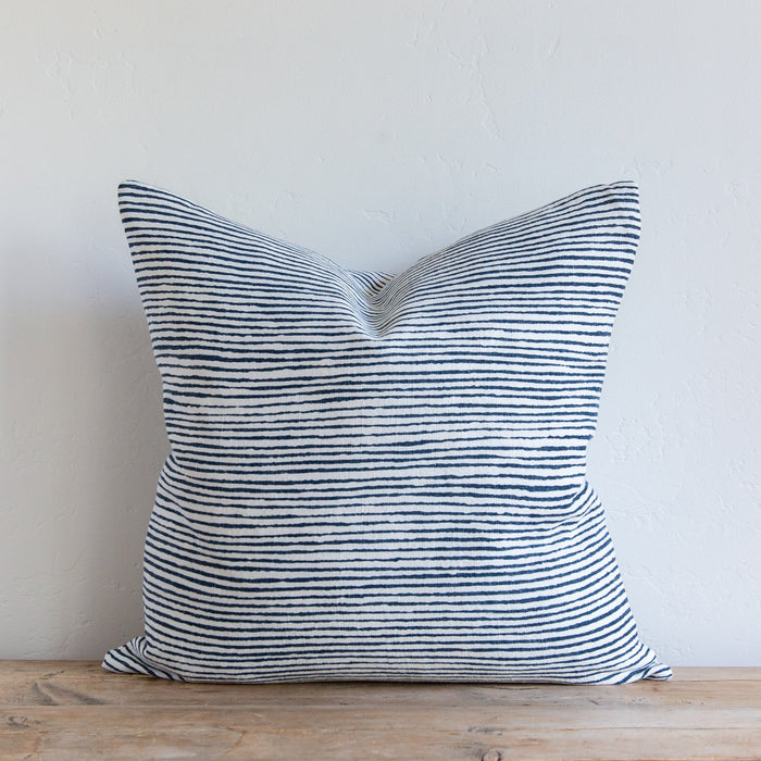 Waves Stripe Pillow - Denim Blue - 22x22