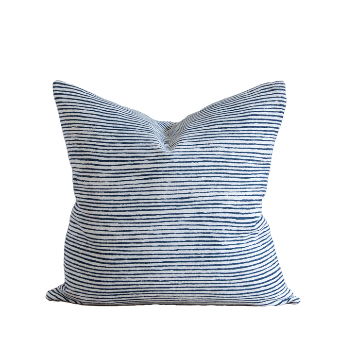 Waves Stripe Pillow - Denim Blue - 22x22