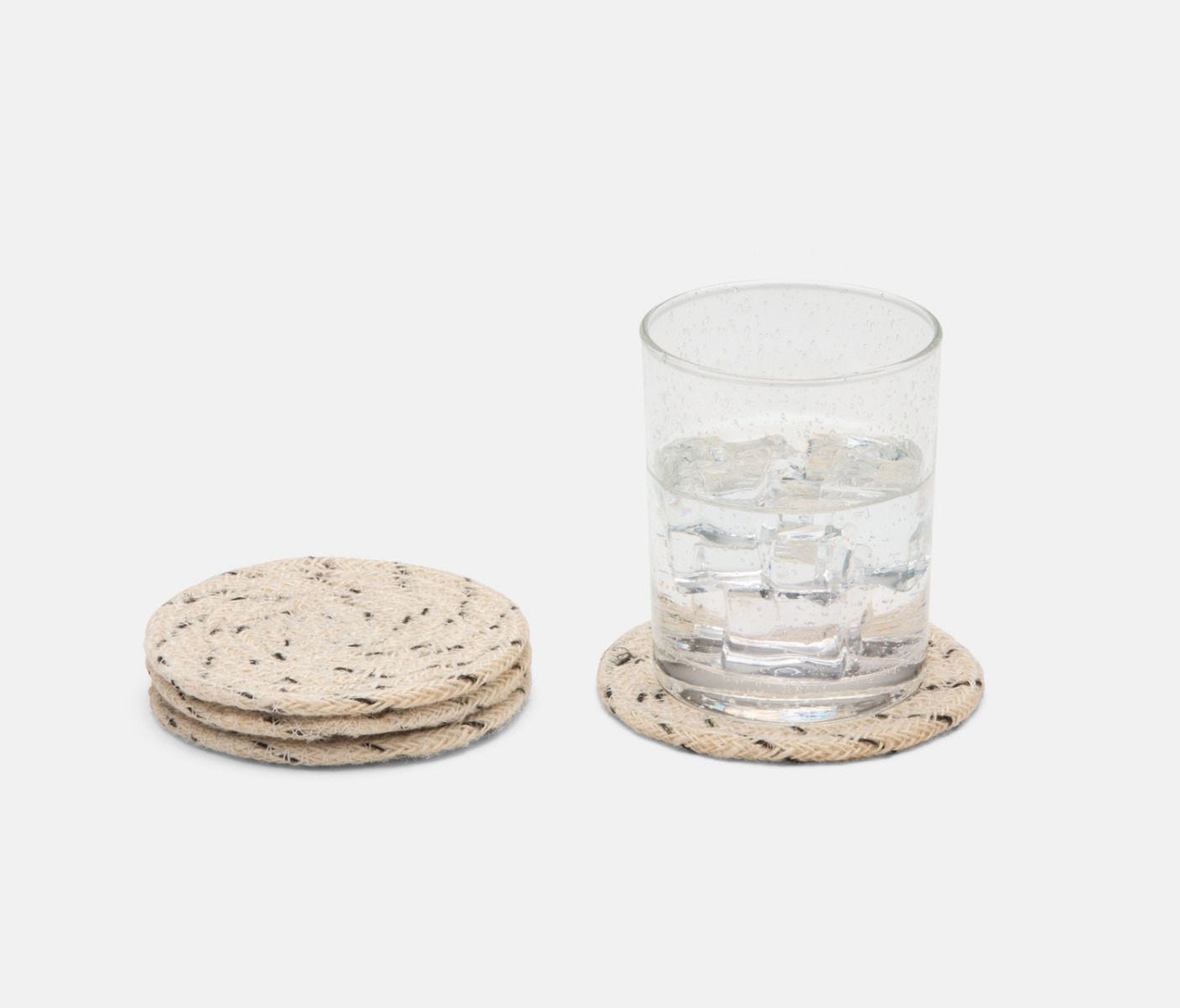 Atticus White Speckled Coaster - S/4