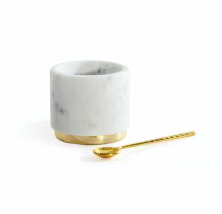 Marble + Brass Sugar Pinch Pot