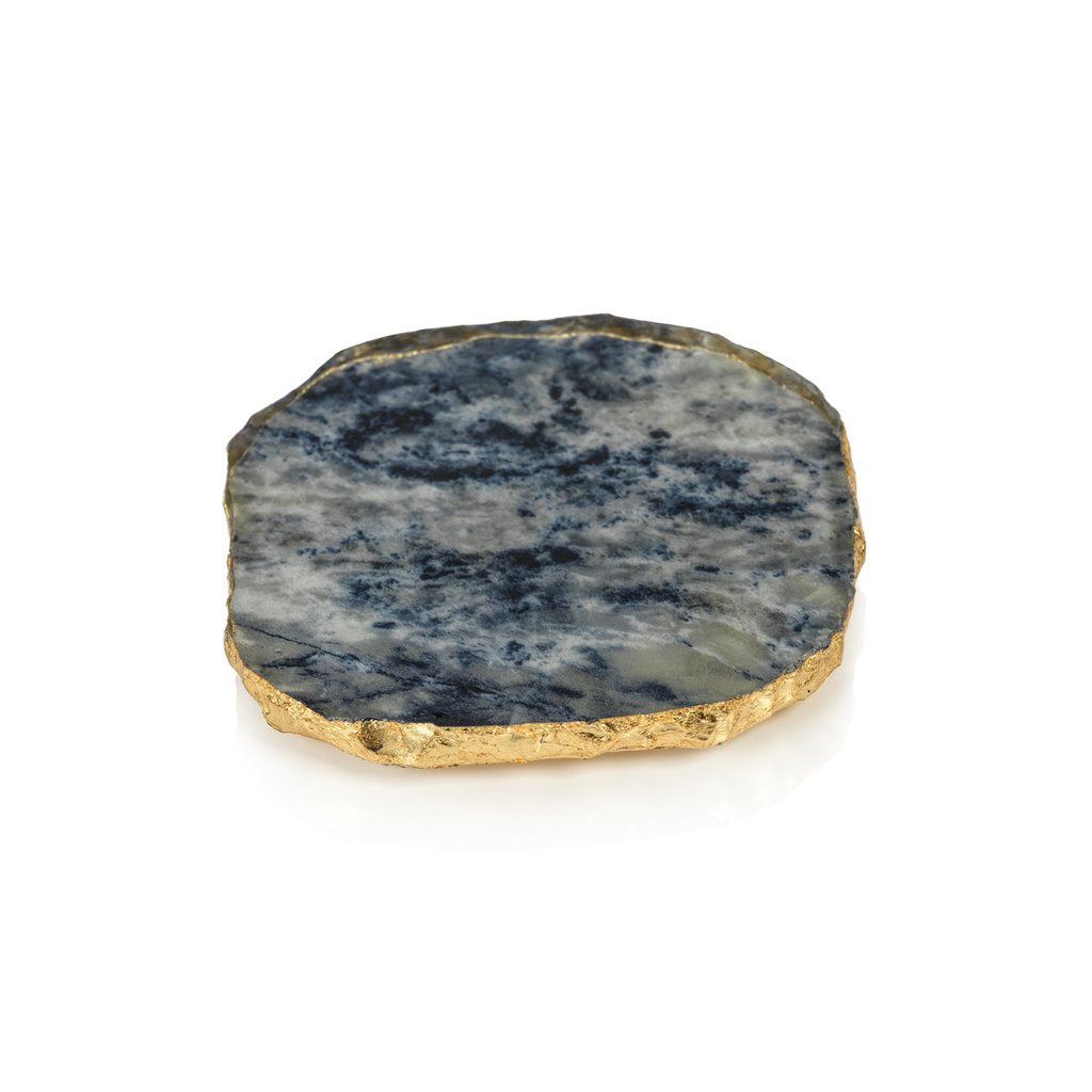 Agate Coaster w/ Gold Rim - Blue