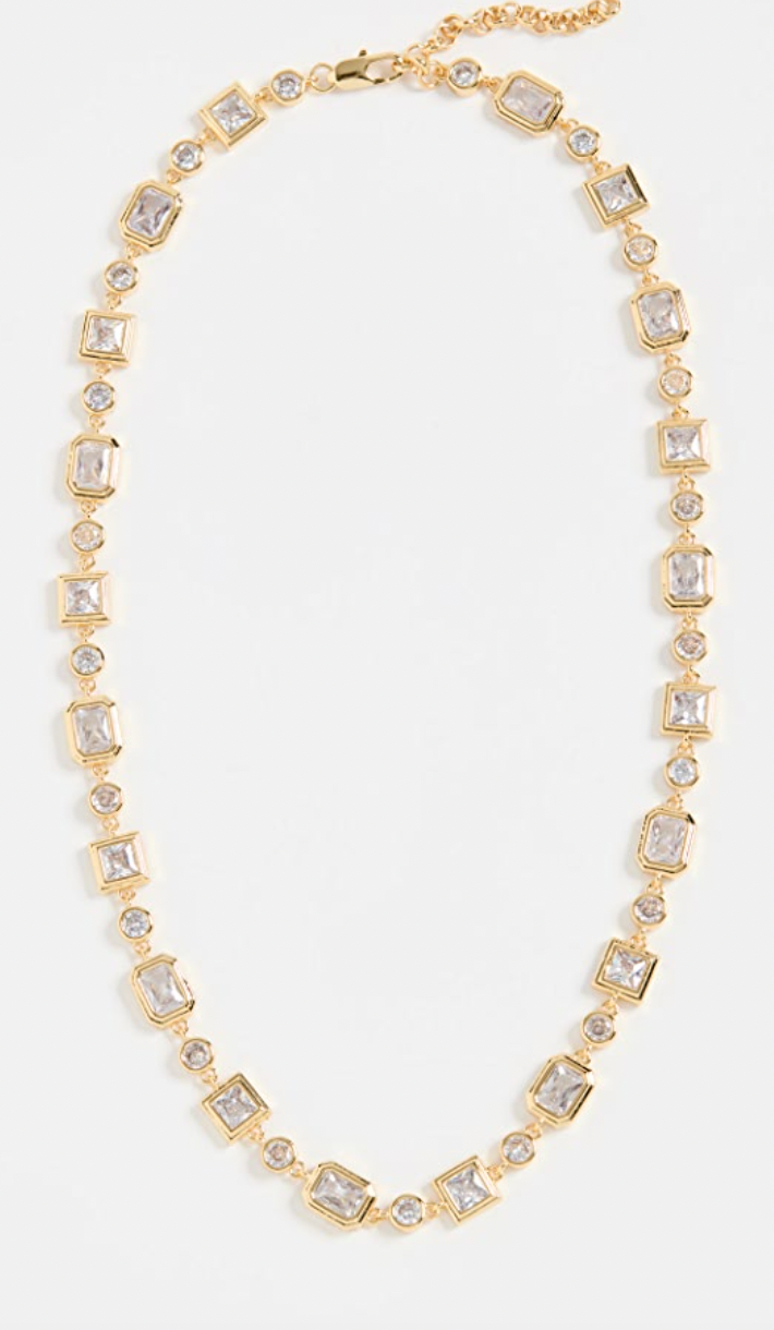 Pyramid Bezel Statement Necklace - Gold