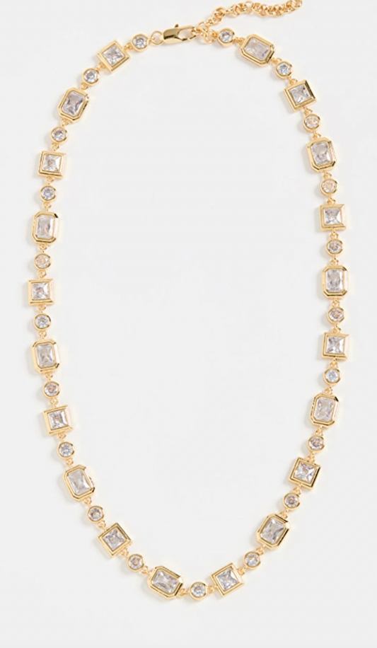 Pyramid Bezel Statement Necklace - Gold