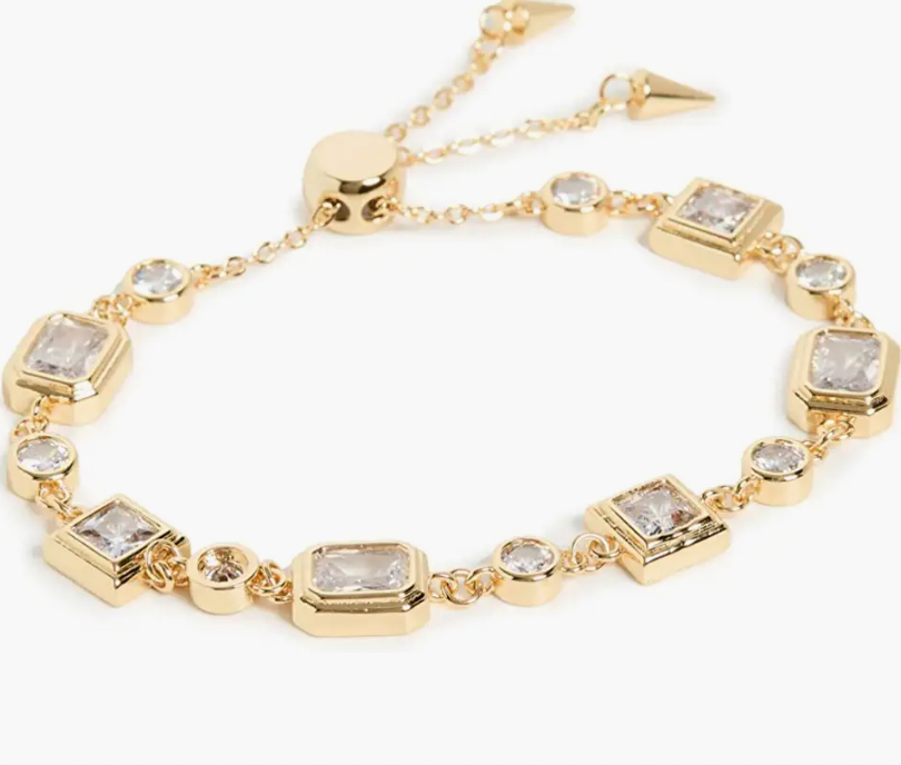 Pyramid Bezel Statement Bracelet - Gold